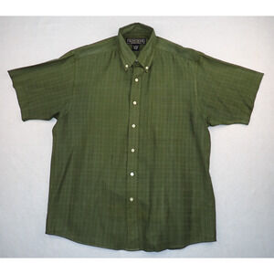 VTG Old School Clothing CO Mens Size L Green White Lines Shirt Short Sleeves